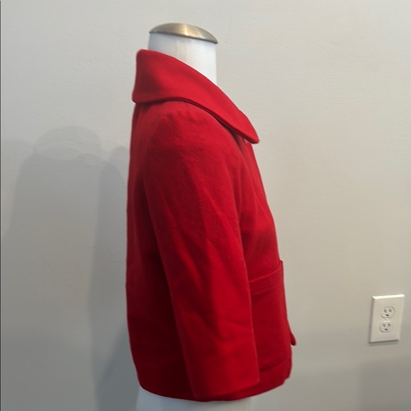 Tulle XS Cropped Short Little Button Red Pea Coat Dress Jacket - Picture 6 of 9